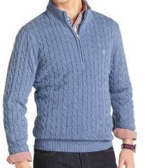 IZOD Dusty Blue cable kit half zip sweater - Picture 2 of 3